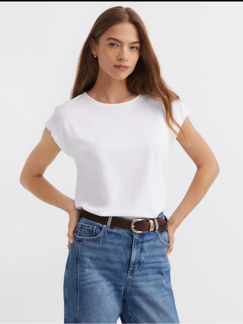 LOFT Modern Wedgr White Cap-Sleeve Tee